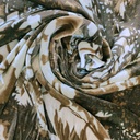 Black And Brown Printed Silk Velvet Brasso Fabric