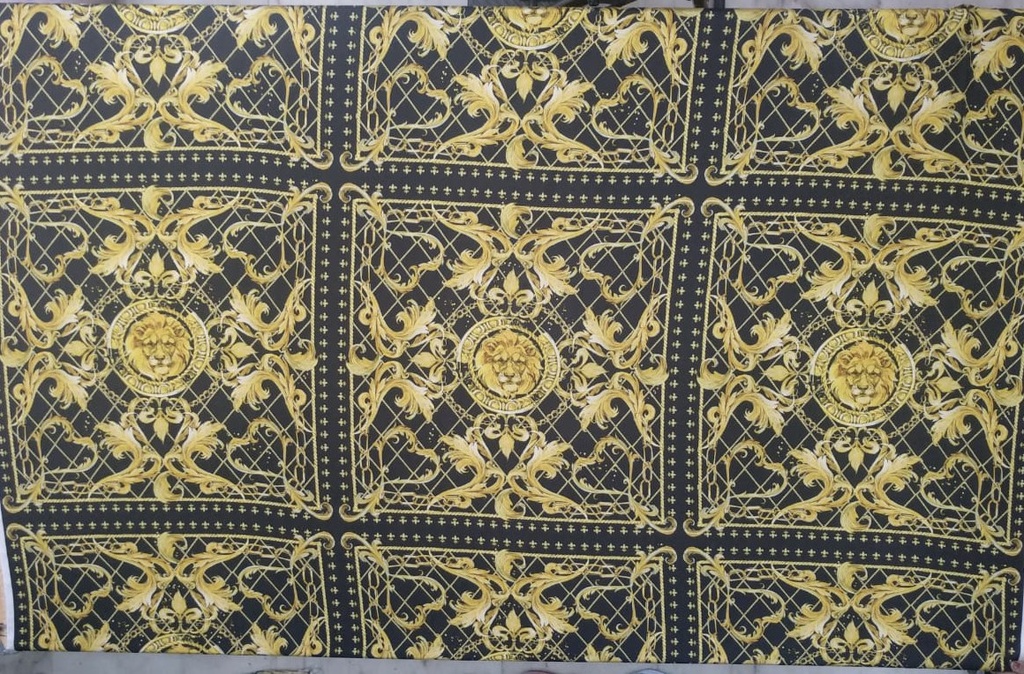 Medusa Print On 50D Satin (Black And Yellow)
