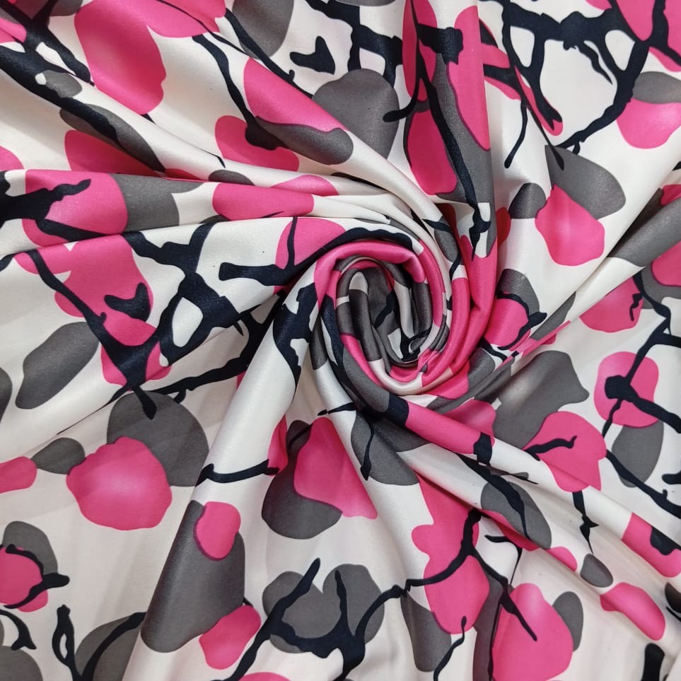 Paint Splash Print On Dutchess Satin Fabric