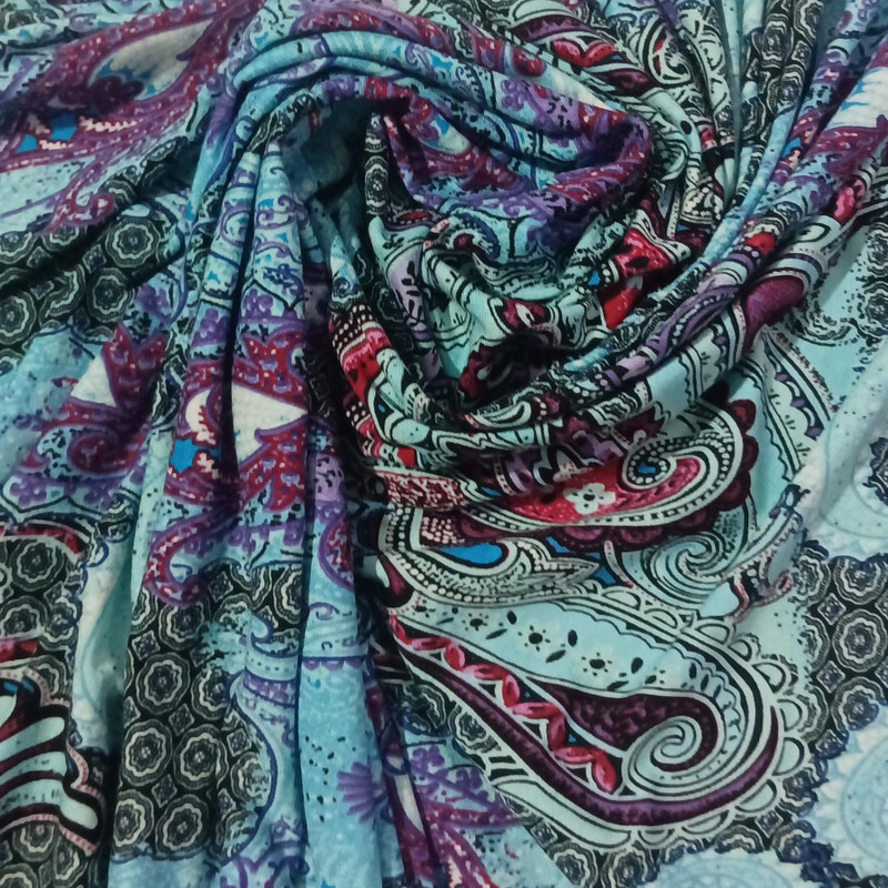 Big Paisley Skyblue Print On Viscose