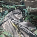 Green Base House Print On Habutai Satin