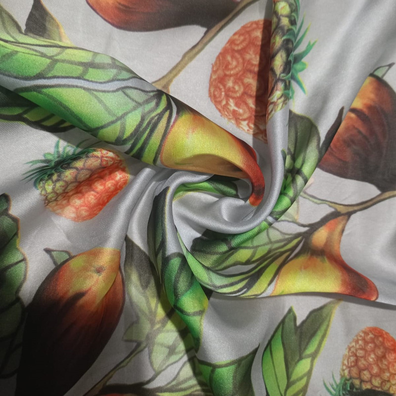 Pineapple Print On Habutai Satin