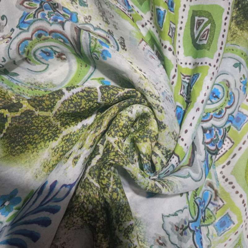 Green Eye Print On Habutai Satin