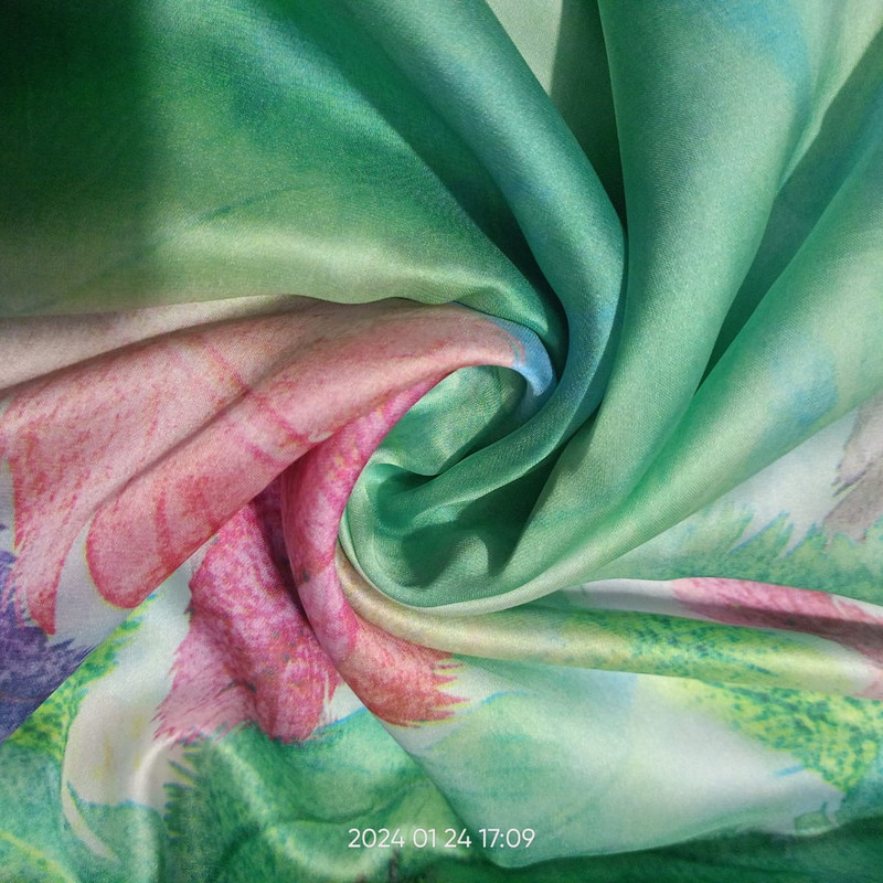 Leaf ,Ulti Colour Print On Habutai Satin