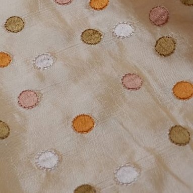 Polka Dots Prints On Embroidered Taffeta