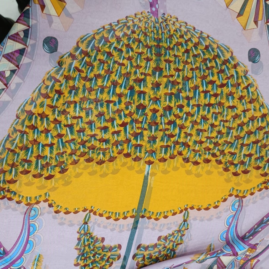 Umbrella Print On Silk Chiffon S23-SCPS284