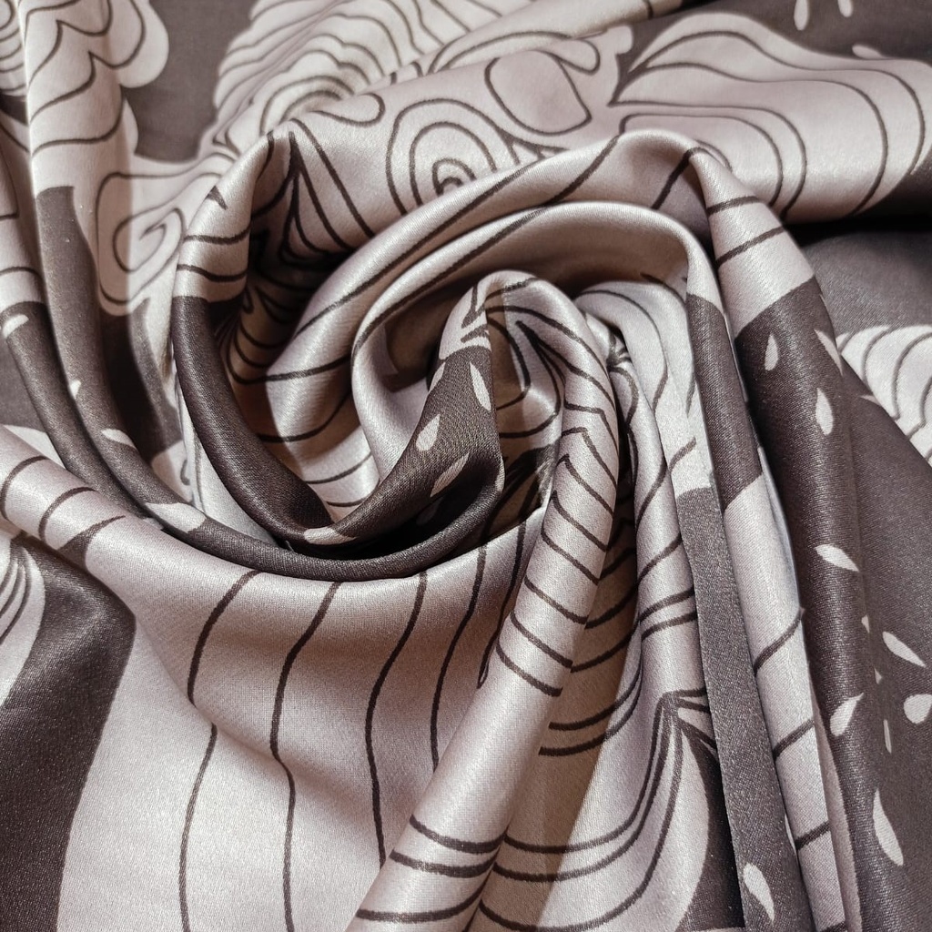 Cloud Brown Base Print On Satin Lycra S24 SLPS01