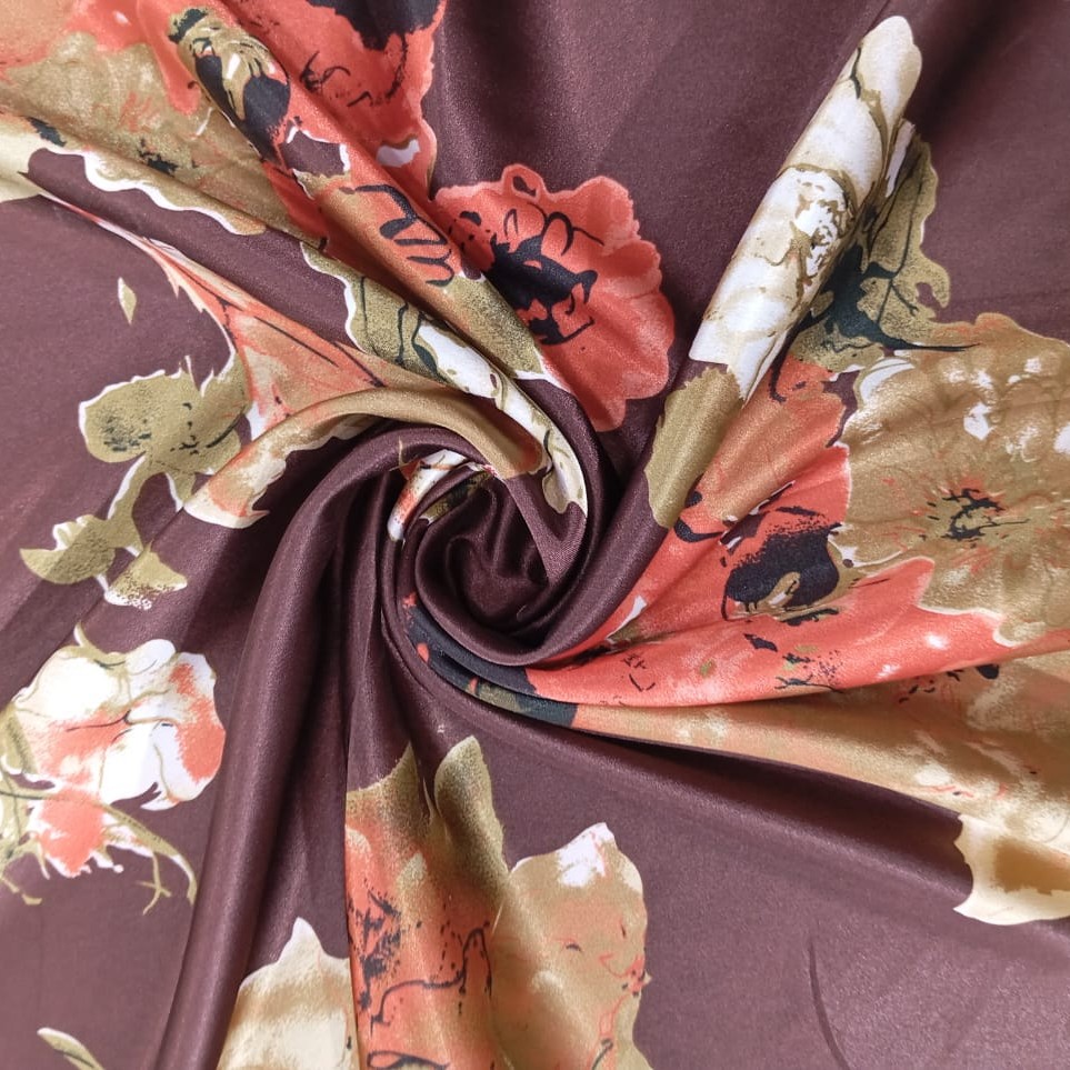 Cloud Brown Base Print On Satin Lycra S24 SLPS01