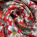 Red Base Flower Print On MTL 01