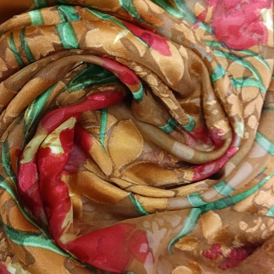 Pink Gemstone Print on Pure Silk Satin