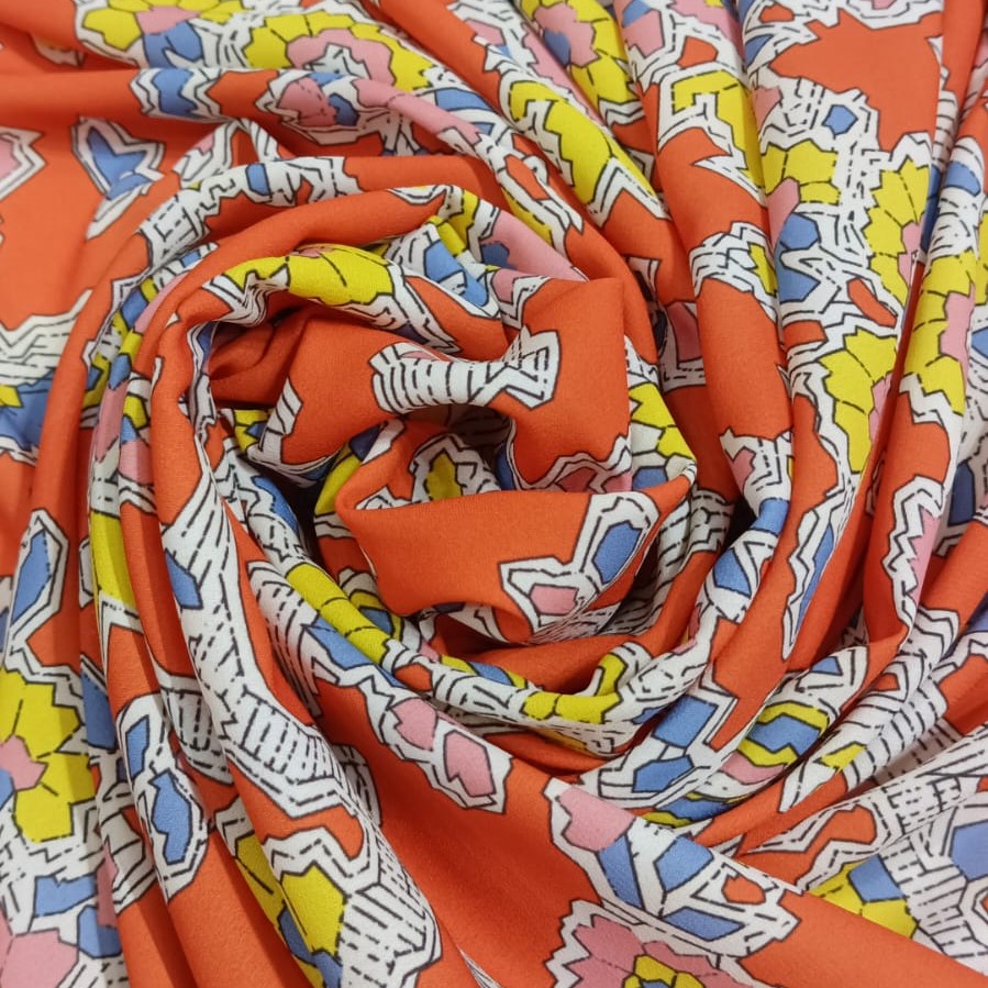 Red Base Garden Print On Royal Georgette SS22N-RGPB120