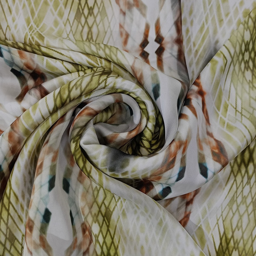 Brown Snake Skin Print On Twill Satin TPB72 (PA03C#1)