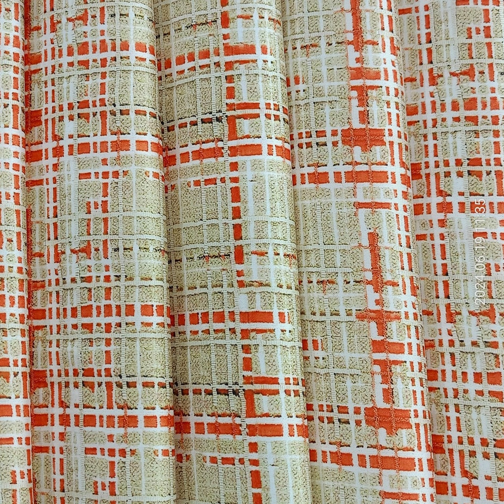 Red Yellow Check Print On Twill Satin TPB111 (PA01C#3)