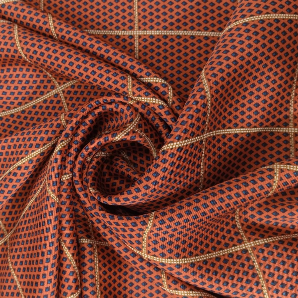 Red Check Black Spot Print On Twill Satin S23-TSPS03