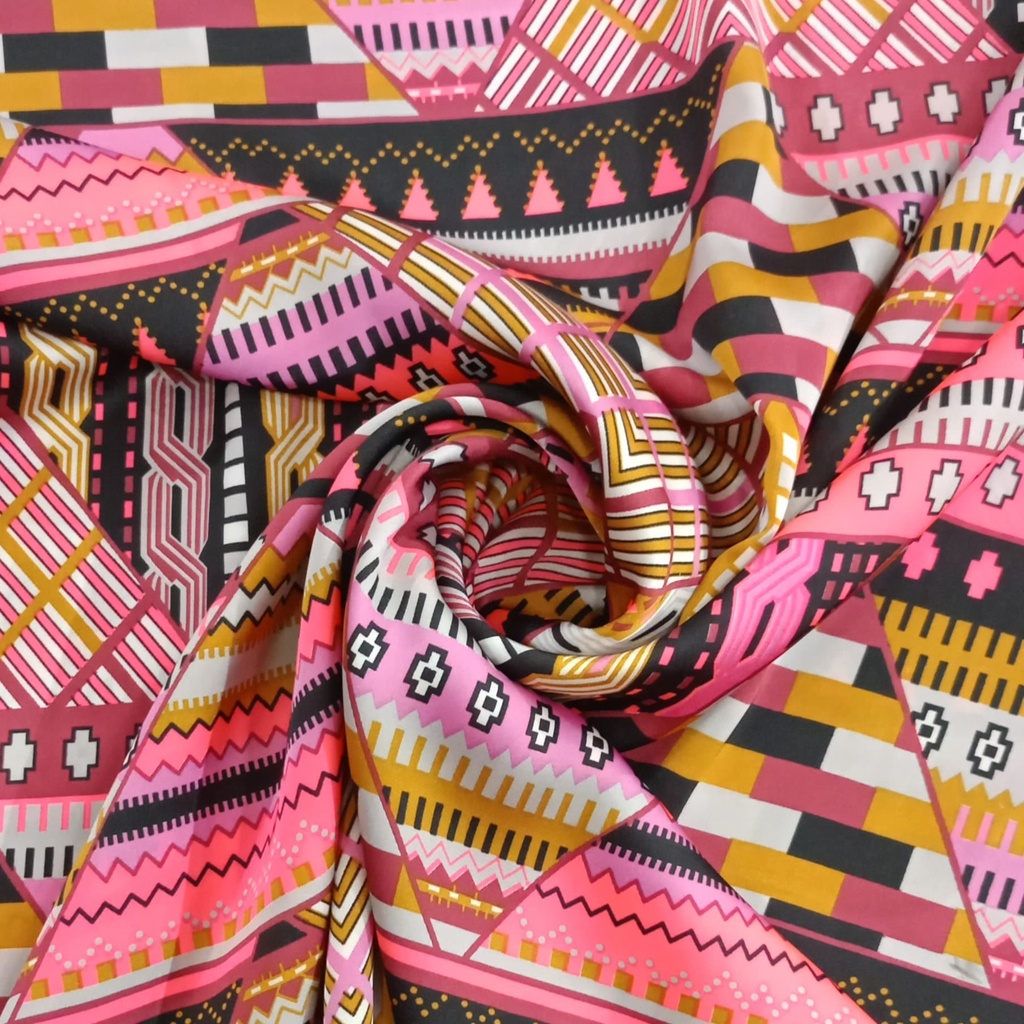 Neon Triangle Print On Habutai Satin S24 HSPS21