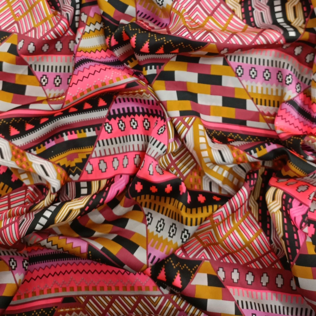Neon Triangle Print On Habutai Satin S24 HSPS21