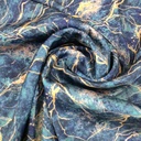 Royal Blue Marble Print On Korean Satin SS22A KSPA01