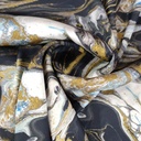Golden Black & White Marble Print On Korean Satin SS22A KSPA11