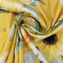 Sun Flower Print On Korean Satin SS22A KSPA13