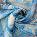 Sky Blue & White Marble Print On Korean Satin SS22A KSPA04