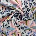 Pink Flowers Print On Korean Satin SS22A-KSPA21