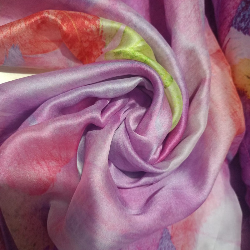 Leaf Print On Habutai Satin