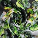 Pond Green Leaf Print On Korean Satin SS22N KSPB32