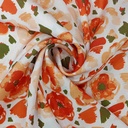 Red Flower White Base Print On Korean Satin SS22N KSPB50