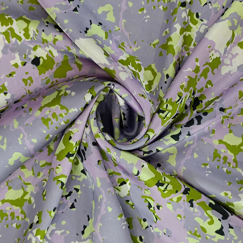 Leaf In Pond Print On Korean Satin SS22N KSPB62