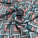 Pink Geometrical Box Print On Korean Satin SS2N KSPB69