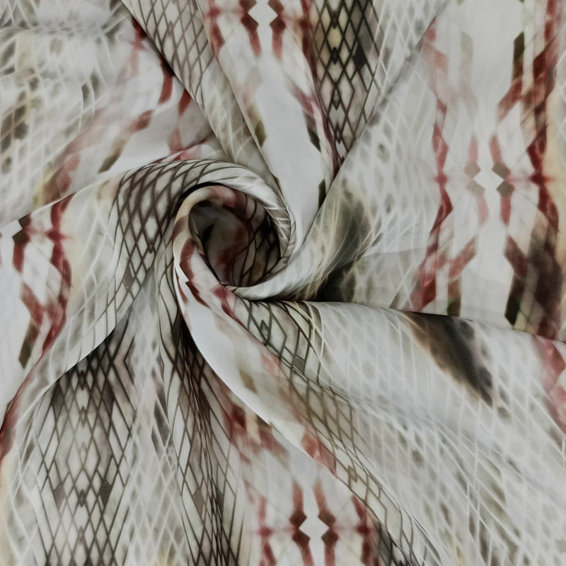 Red & White Colour Snake Skin Print On Korean Satin SS2N KSPB75