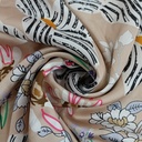 Brown Base Floral Print On Korean Satin SS22N-KSPB89