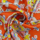 Orange Base Floral Print On Korean Satin SS22N KSPB93