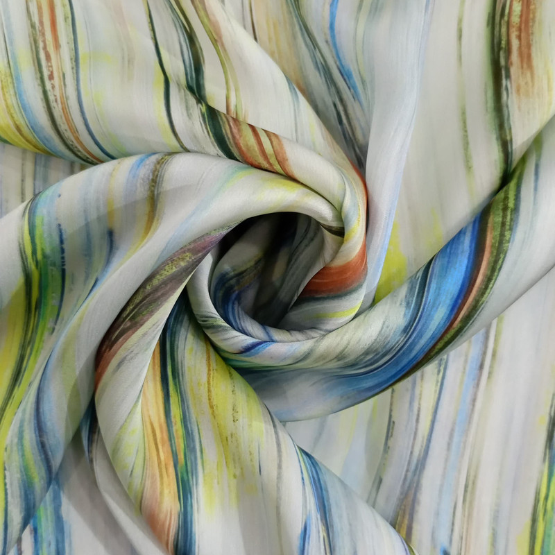 Wave Artwork Print On Korean Satin SS22N-KSPB95