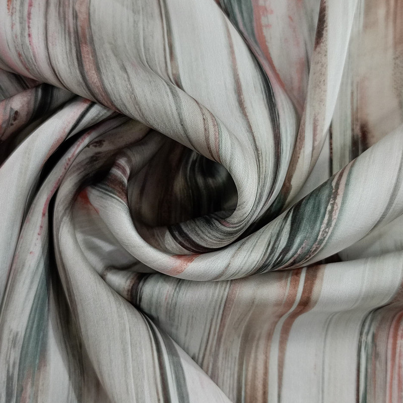 Wave Artwork Print On Korean Satin SS22N KSPB96