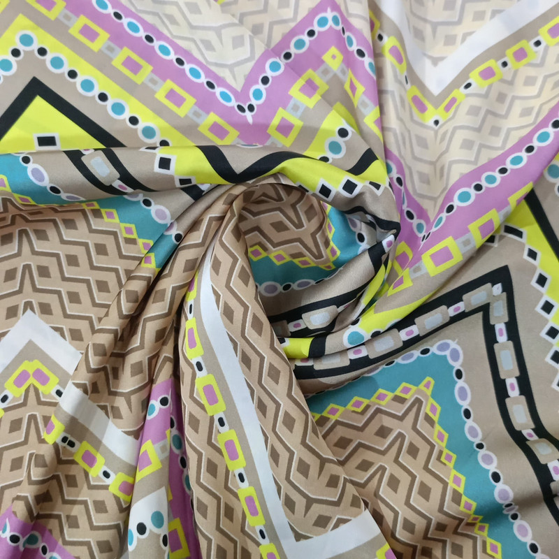 Chevron Bohemian Print On Korean Satin SS22L-KSPL15