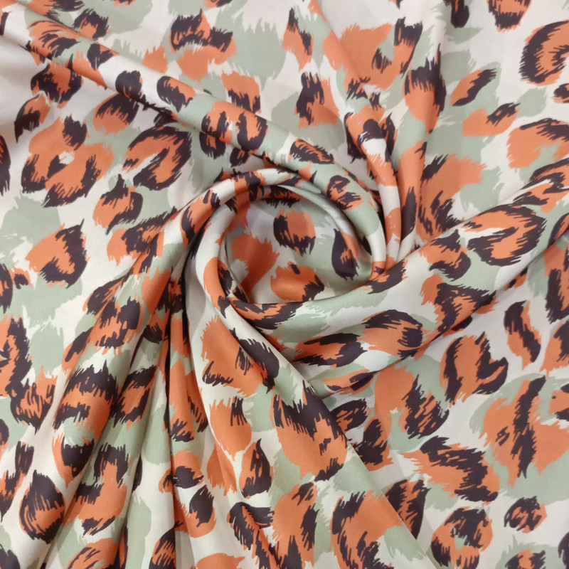 Red & Black Jaguar Print On Korean Satin SS22L KSPL24