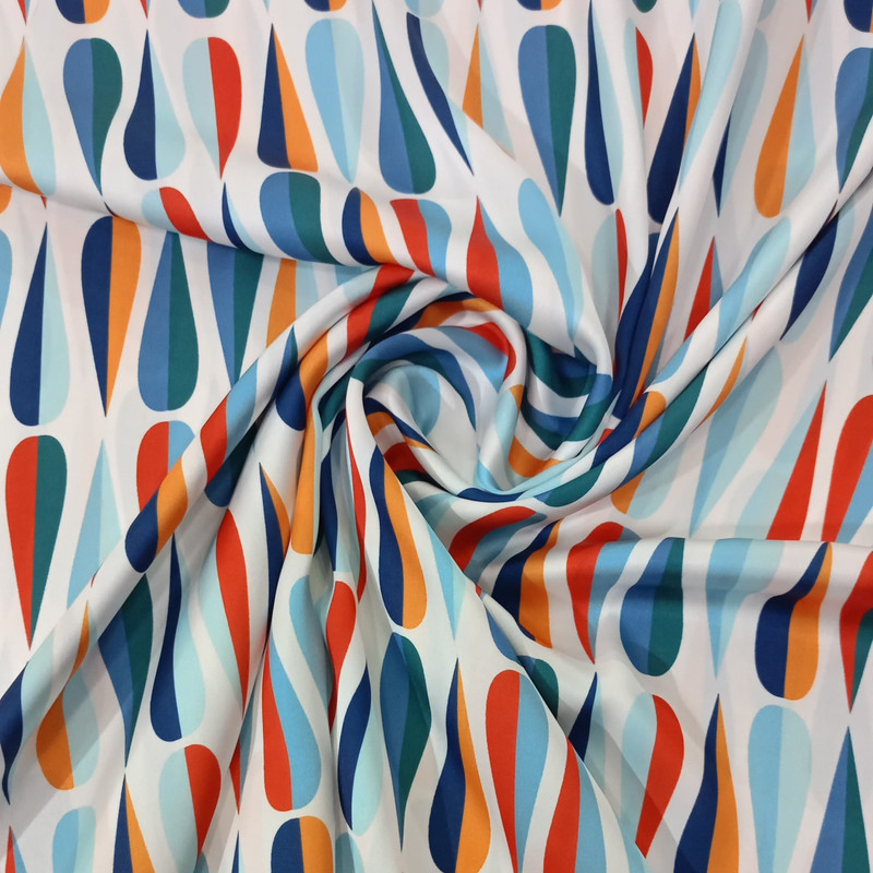 Rainbow Drops Print On Korean Satin SS22L KSPL25