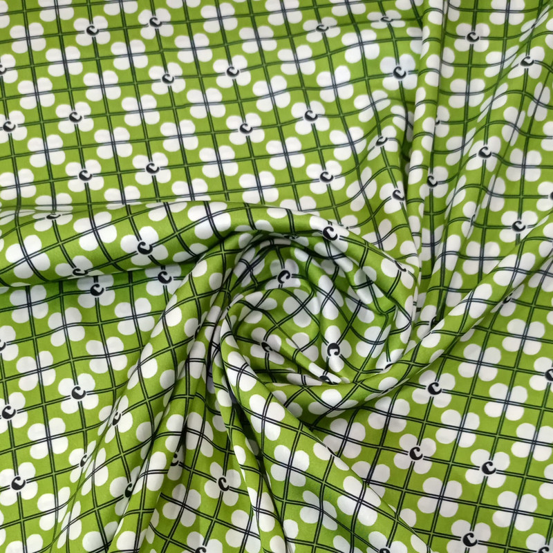 Green Abstract Print On Korean Satin SS22L-KSPL45