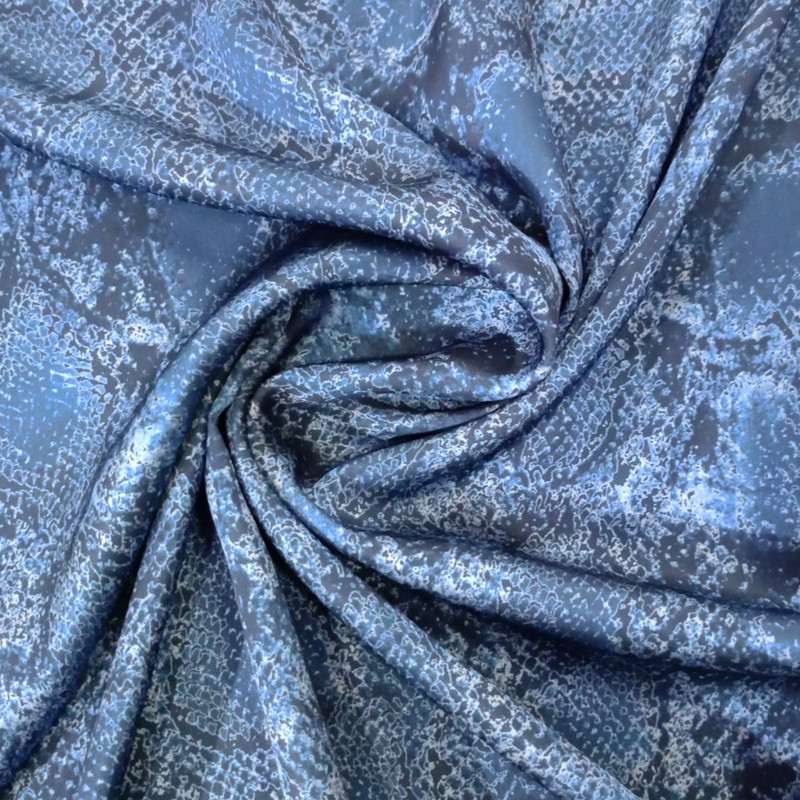 Royal Blue Snake Skin Print On Korean Satin SS22L KSPL48