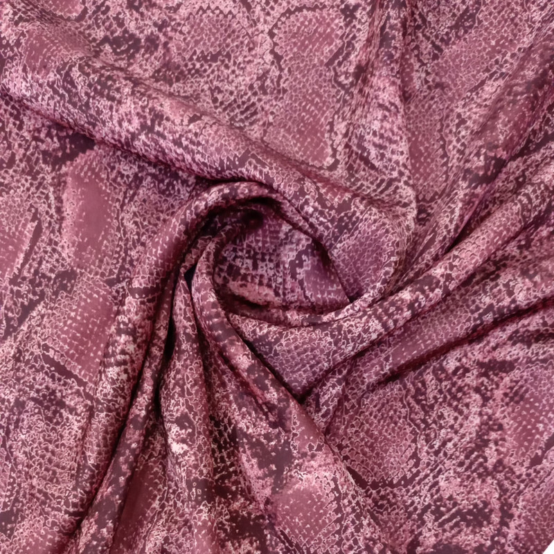 Maroon Snake Skin Print On Korean Satin SS22L KSPL49