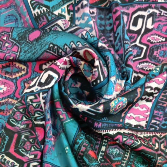 Fussia Bohemian Print On Korean Satin S23-KSPS07