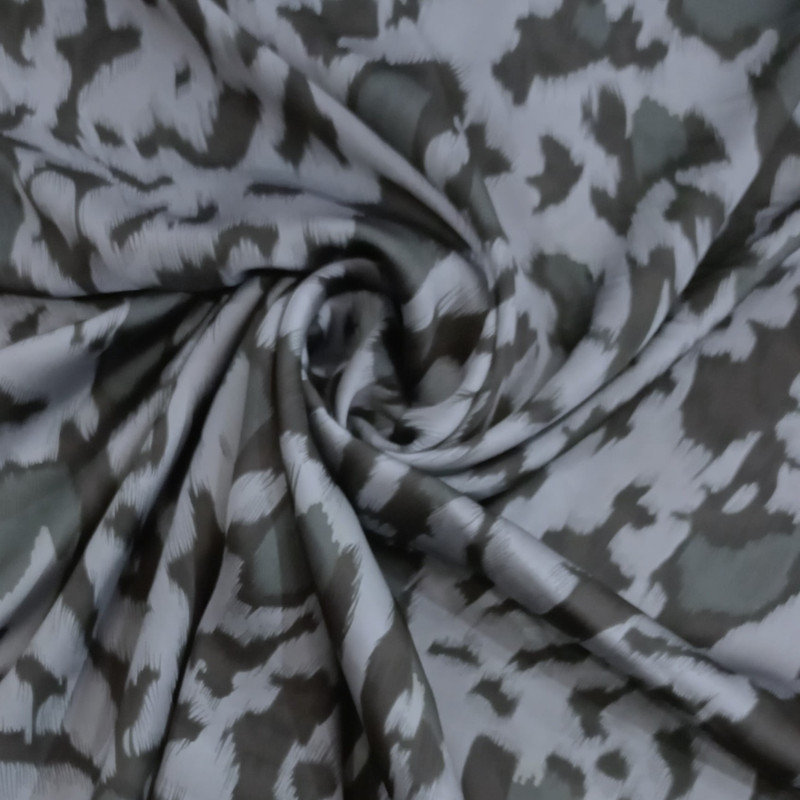 Black And White Leopard Print On Korean Satin S23-KSPS17