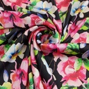 Black Base Floral Print On Korean Satin S23 KSPS20