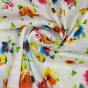 Multi Colour Floral Art Print On Korean Satin S2 KSPS75