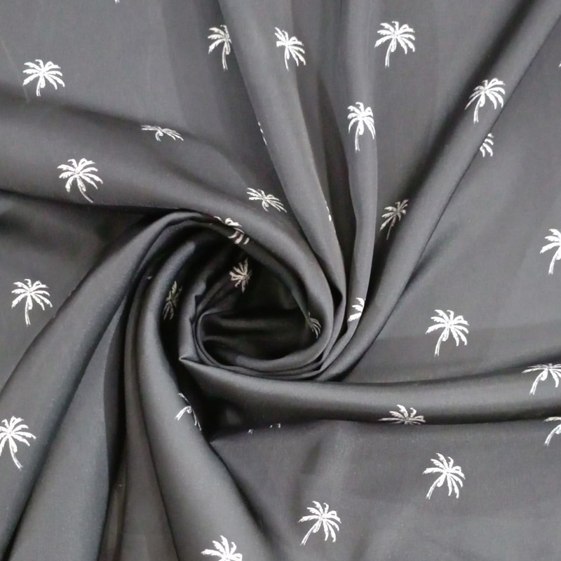 Palm Tree Print On Korean Satin S23-KSPS83