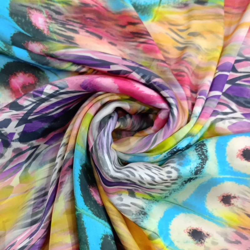Peacock Far Print On Korean Satin S23 KSPS86