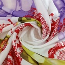 Red & White Rose Print On Korean Satin S23-KSPS96