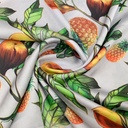 Grey Base Pineapple Print On Korean Satin S24 KSPS101