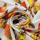 White Base Pineapple Print On Korean Satin S24 KSPS125